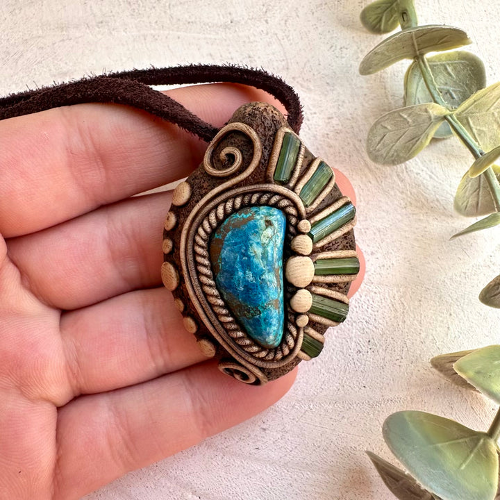 Heart healing crystal jewelry featuring Chrysocolla and Tourmaline