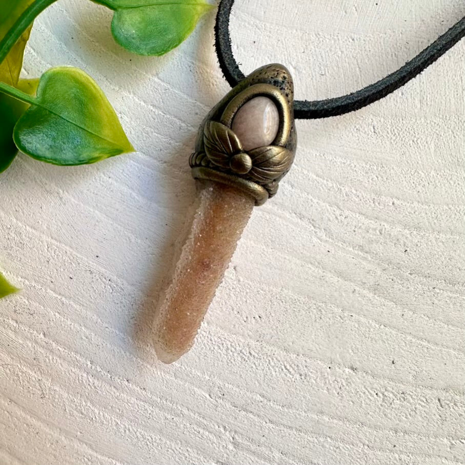 Fairy Quartz and Morganite Pendant Necklace