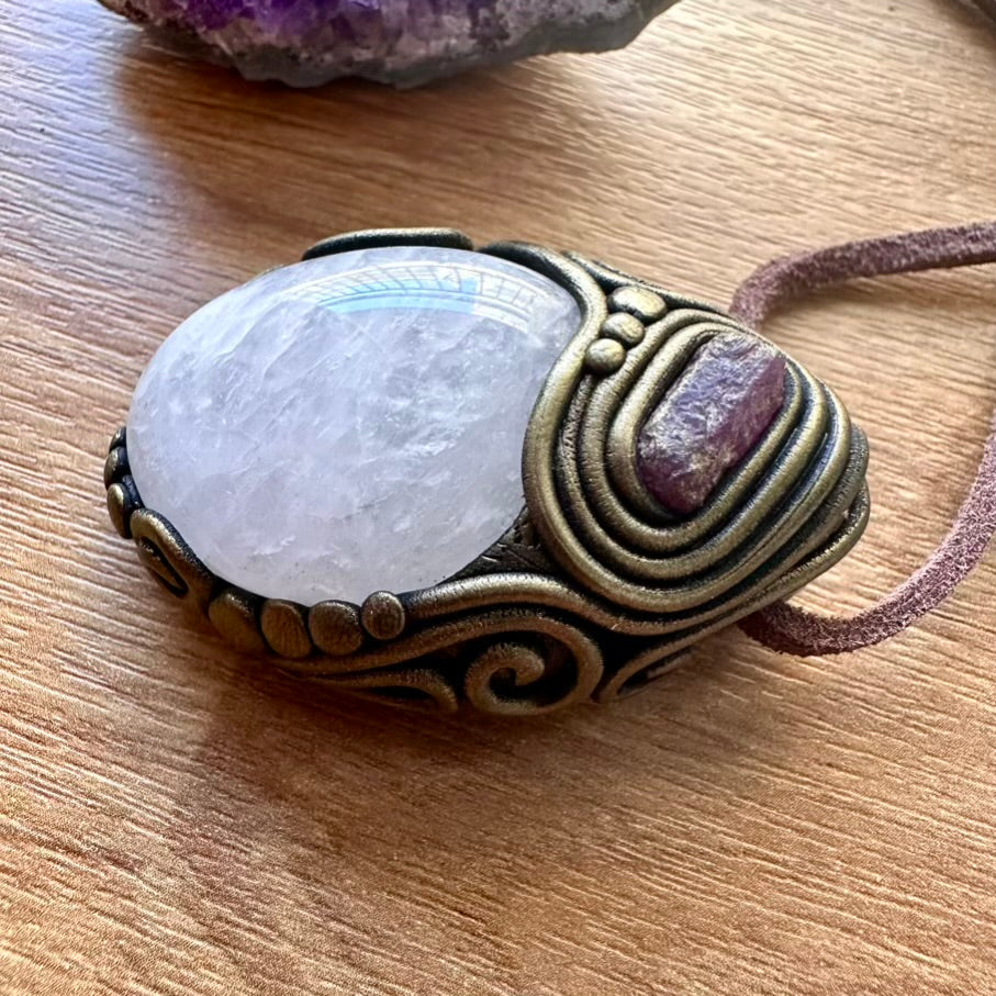 Rose Quartz and Ruby Necklace - FairyGardenGlow