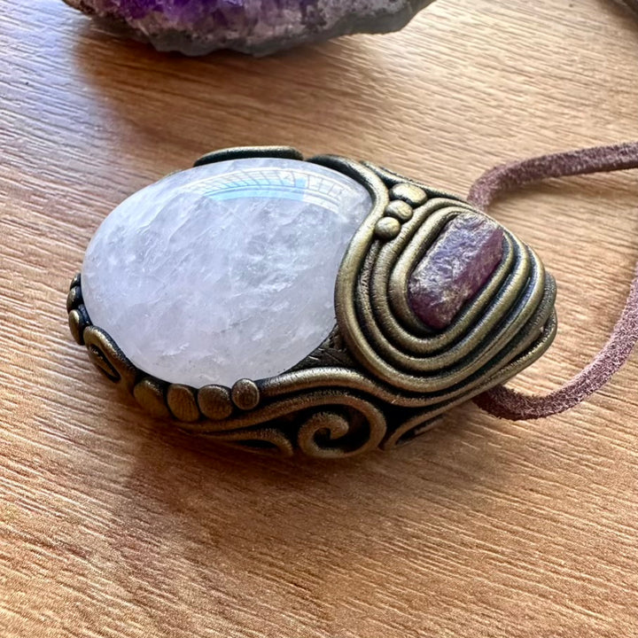 Rose Quartz and Ruby Necklace - FairyGardenGlow