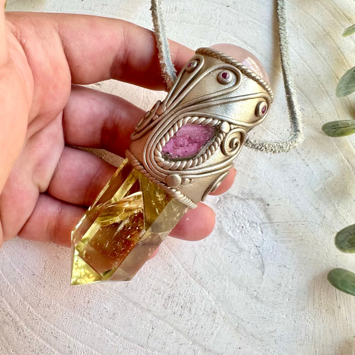 One of a kind crystal wand handmade spiritual gemstone manifestation tool