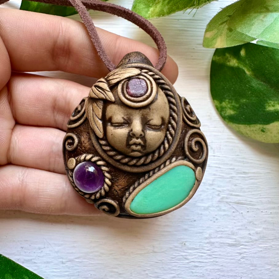 Chrysoprase Amethyst and Ruby Goddess Necklace - FairyGardenGlow