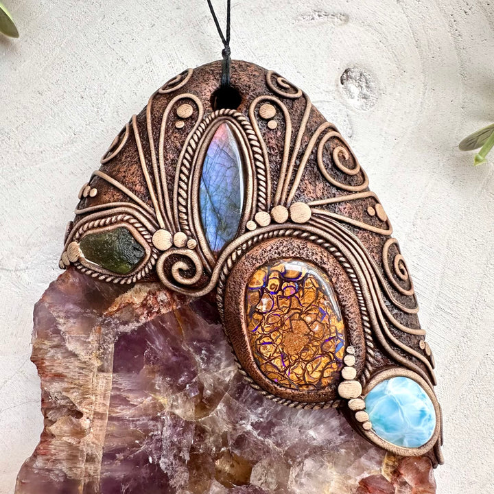 Handmade talisman wall hanging for transformation and grounding