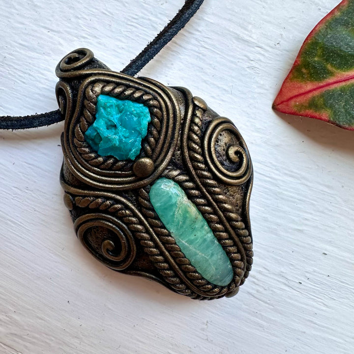 Chrysoprase and Raw Chrysocolla Necklace - FairyGardenGlow
