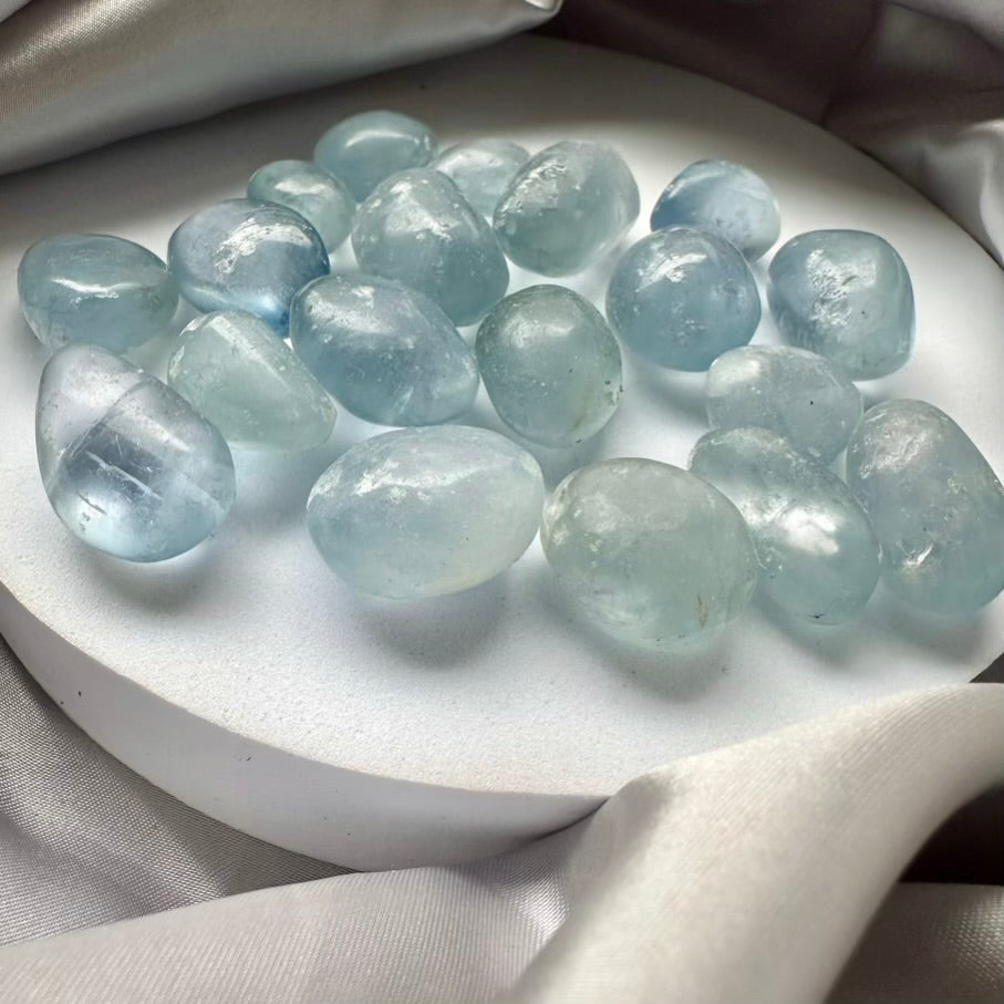 Celestite Polished Stone - 5 pieces set - FairyGardenGlow