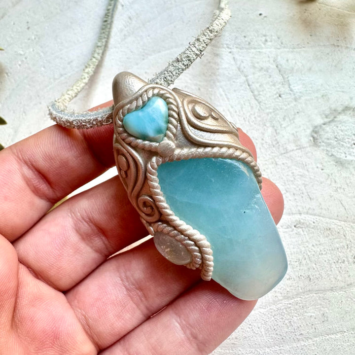 Fantasy jewelry crystal necklace mystical healing stone pendant