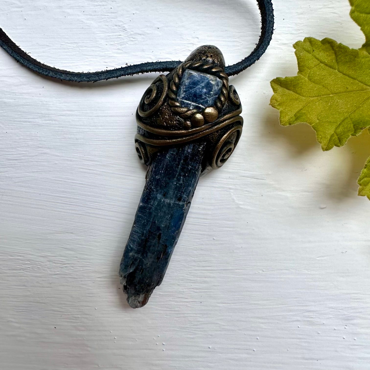 Blue Kyanite and Blue Sapphire Pendant Necklace - FairyGardenGlow