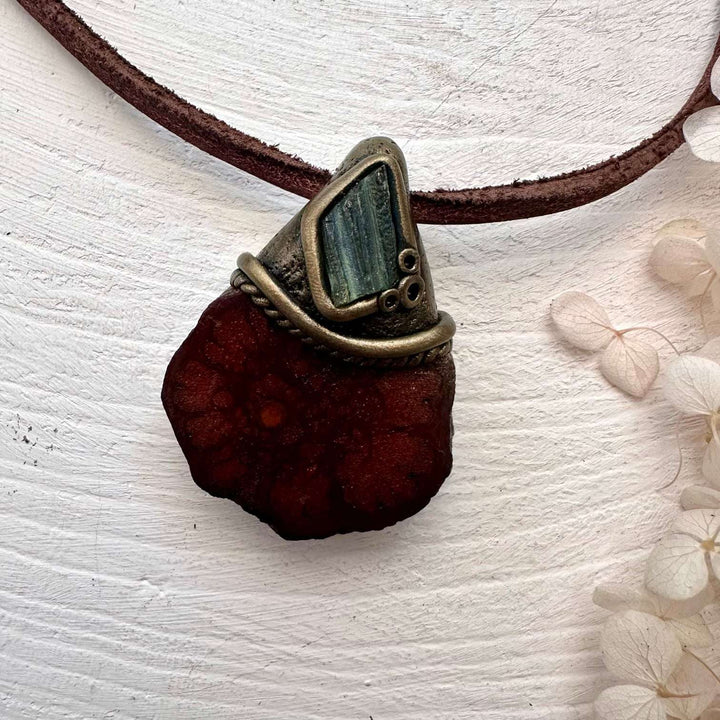 Ayahuasca Necklace, Moldavite Pendant - FairyGardenGlow