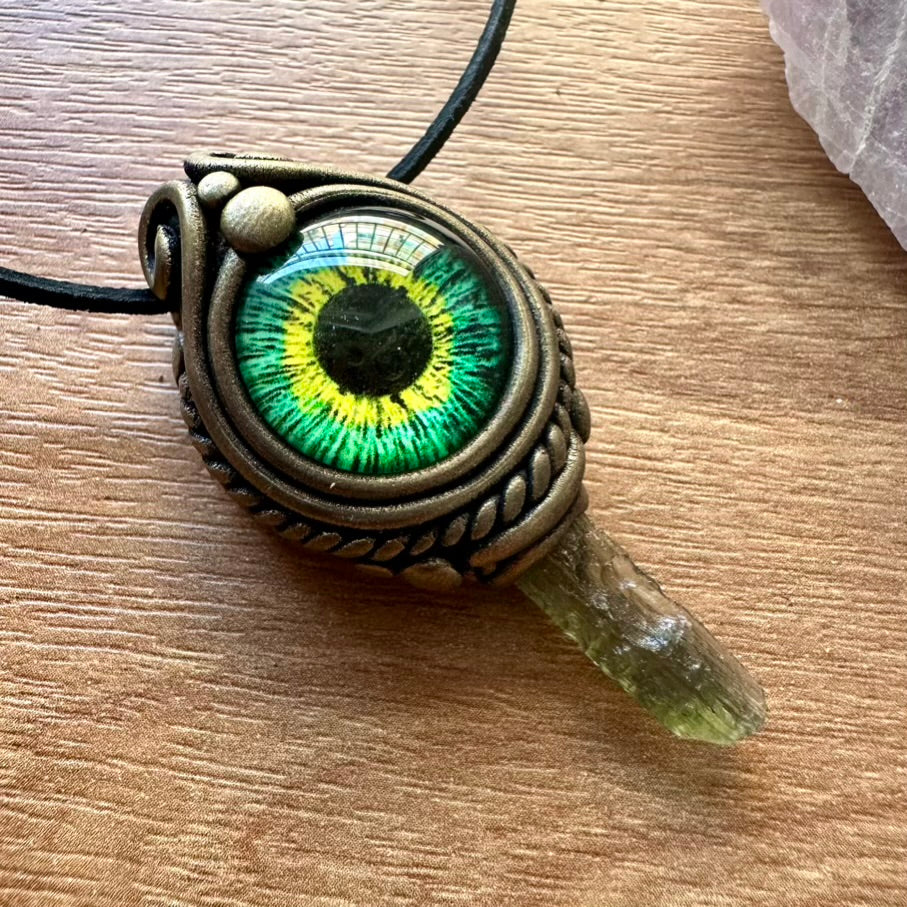Moldavite Eye Necklace - FairyGardenGlow