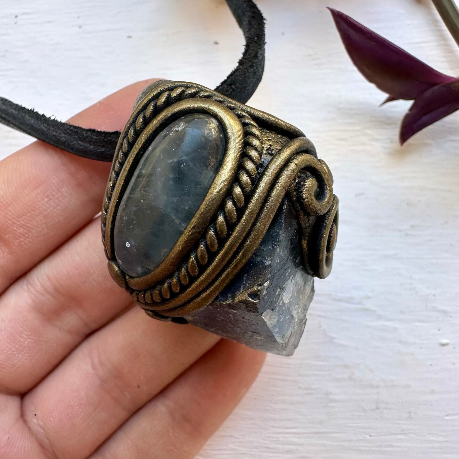 Blue Fluorite and Celestite Necklace - FairyGardenGlow