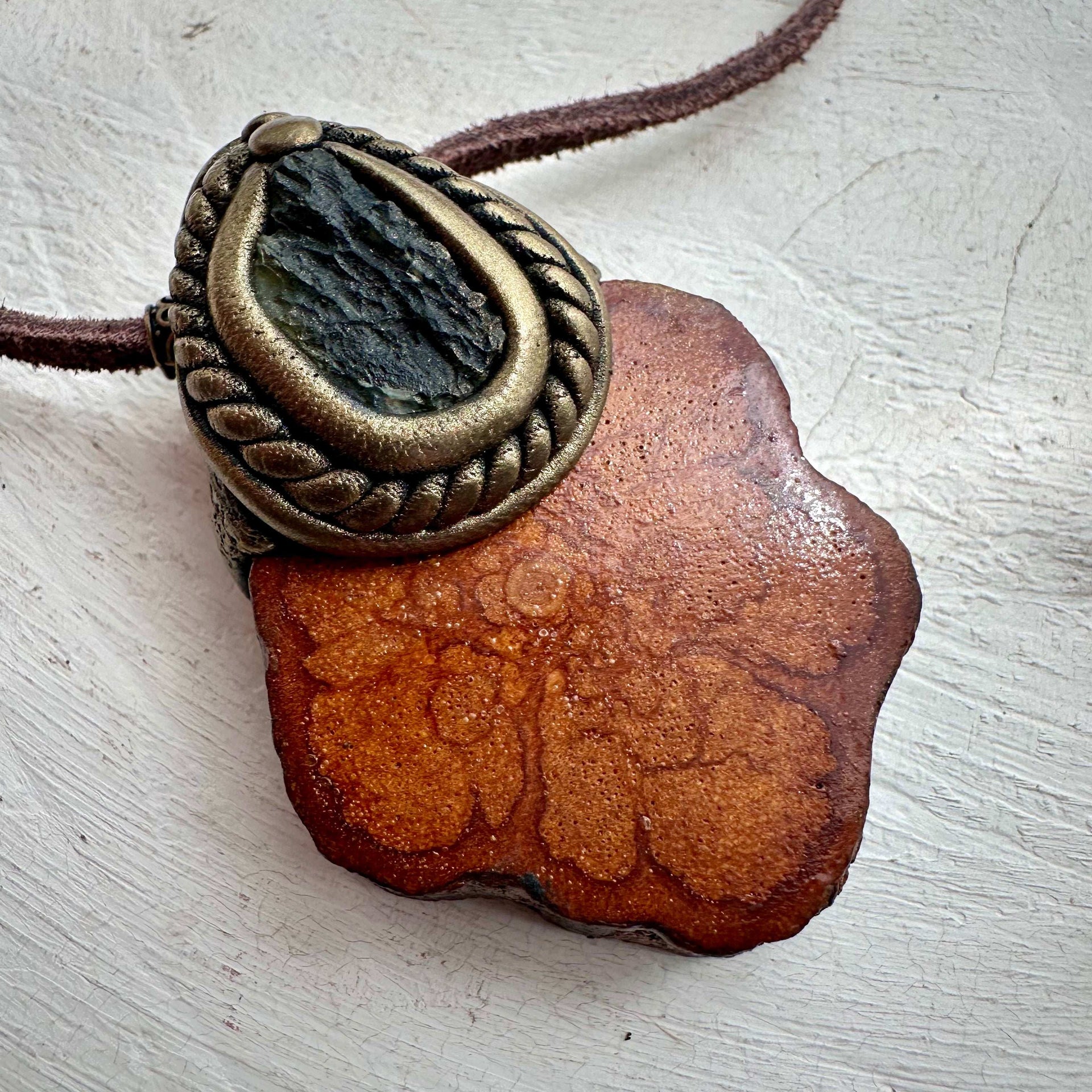 Ayahuasca Amulet with Moldavite - FairyGardenGlow