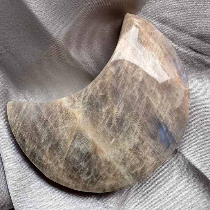 Moon Shaped Grey Moonstone Crystal - Unique (03)