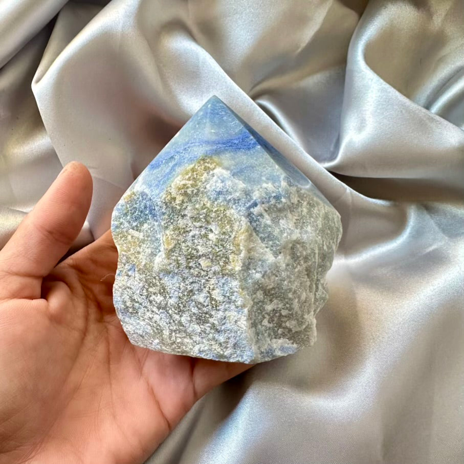 Blue Quartz Crystal Point - Unique - FairyGardenGlow