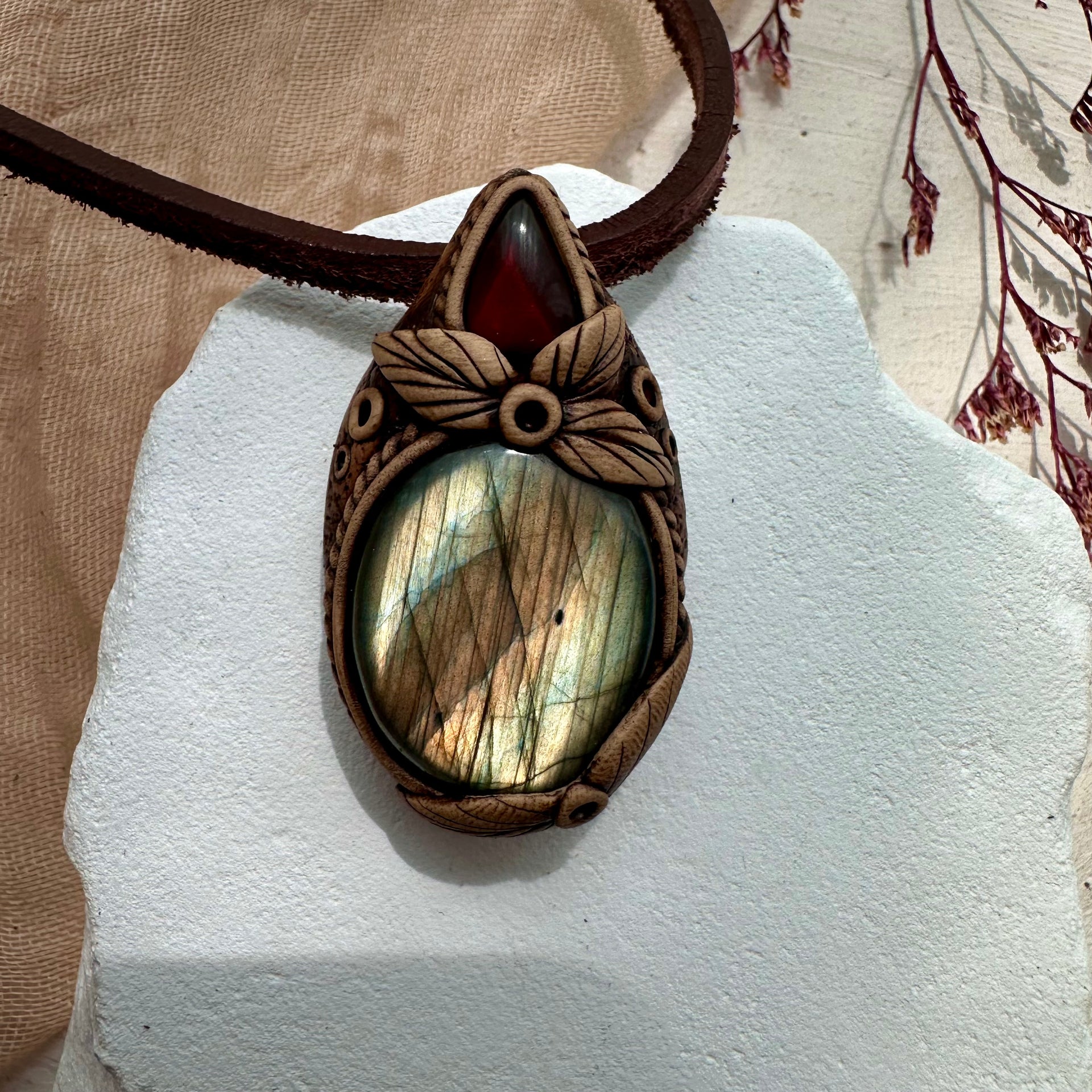 Labradorite and Amber Necklace