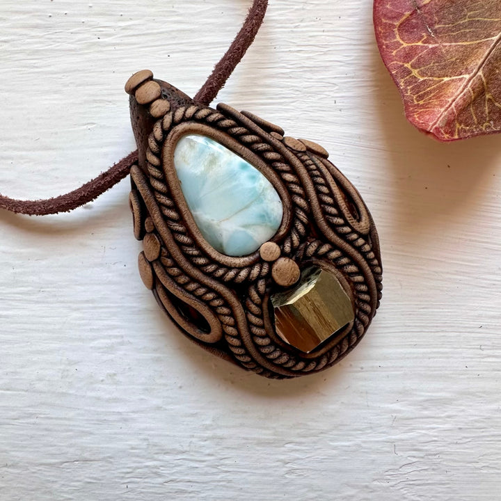 Larimar and Pyrite Necklace - FairyGardenGlow