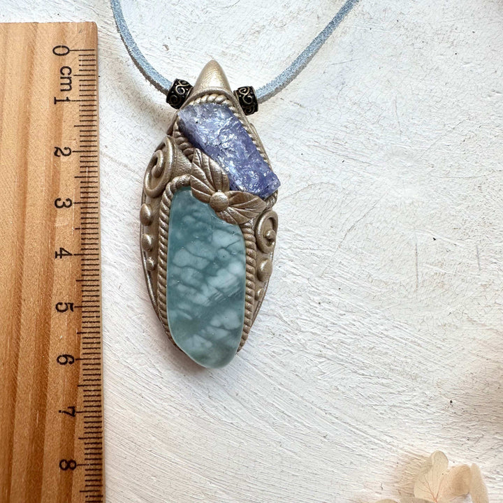 Aquamarine and Tanzanite Necklace - FairyGardenGlow