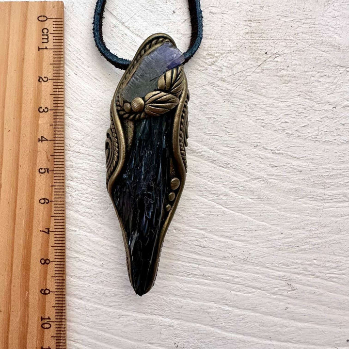 Vivianite and Tanzanite Pendant - FairyGardenGlow