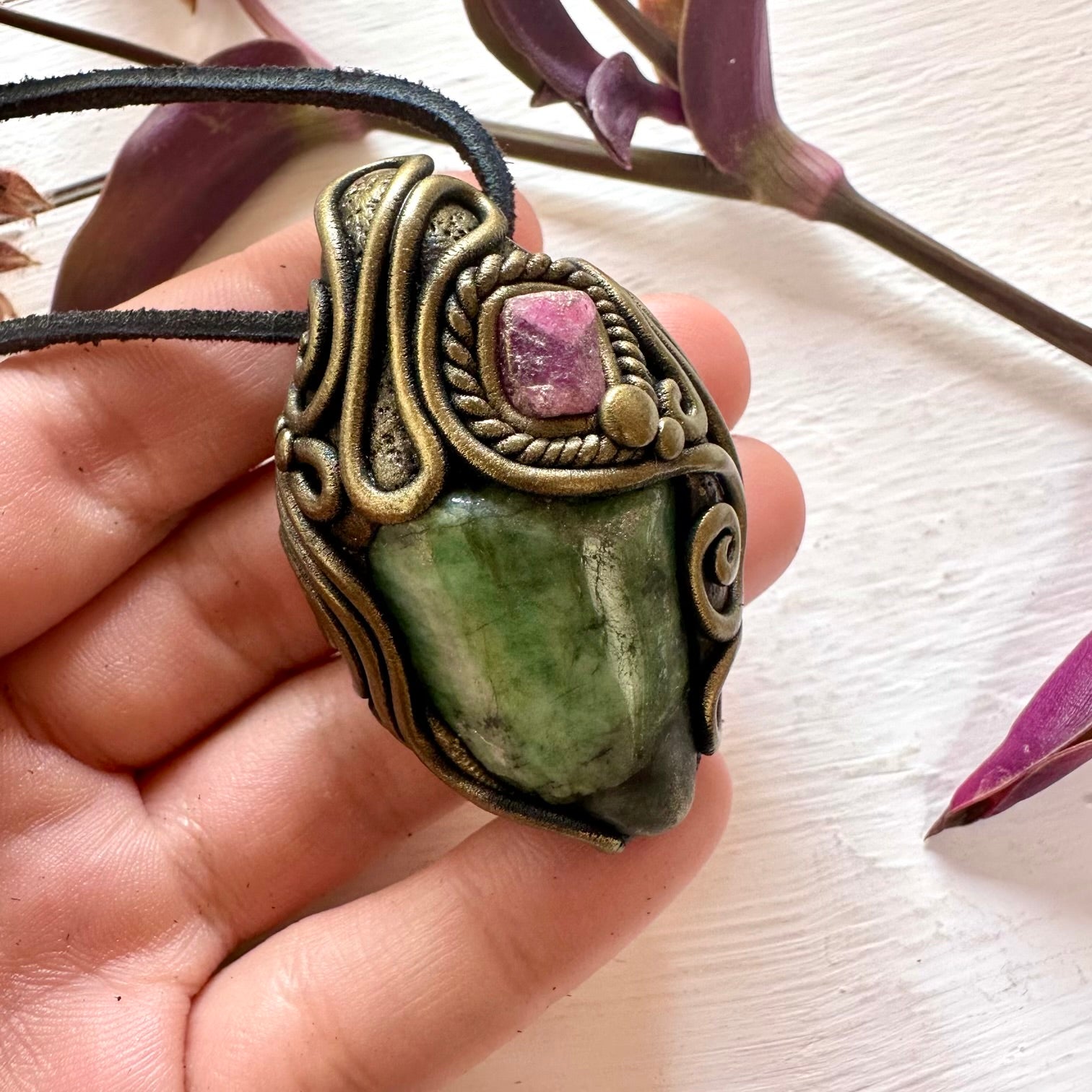 Emerald and Ruby Necklace - FairyGardenGlow