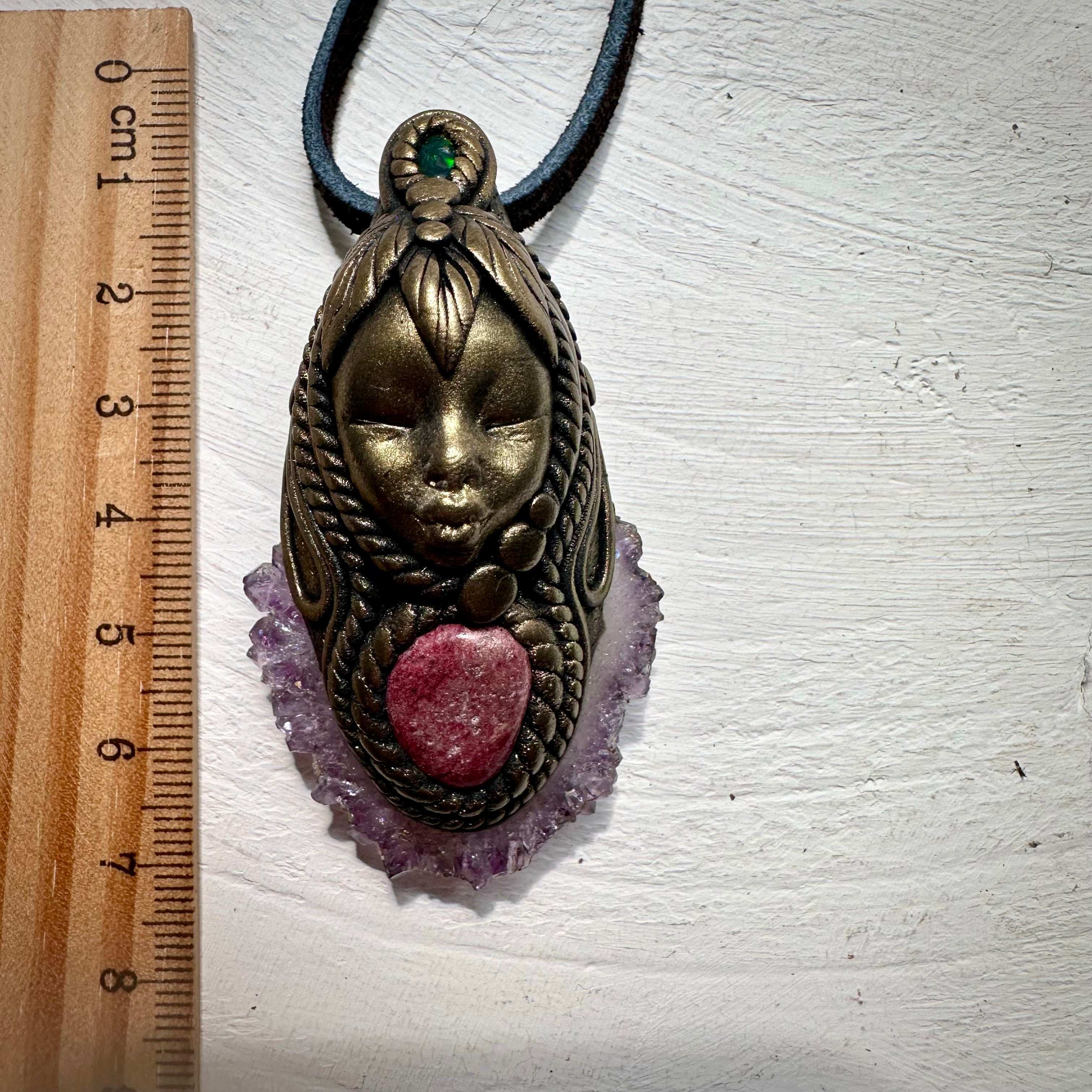 Amethyst Stalactite Thulite and Black Opal Goddess Necklace - FairyGardenGlow