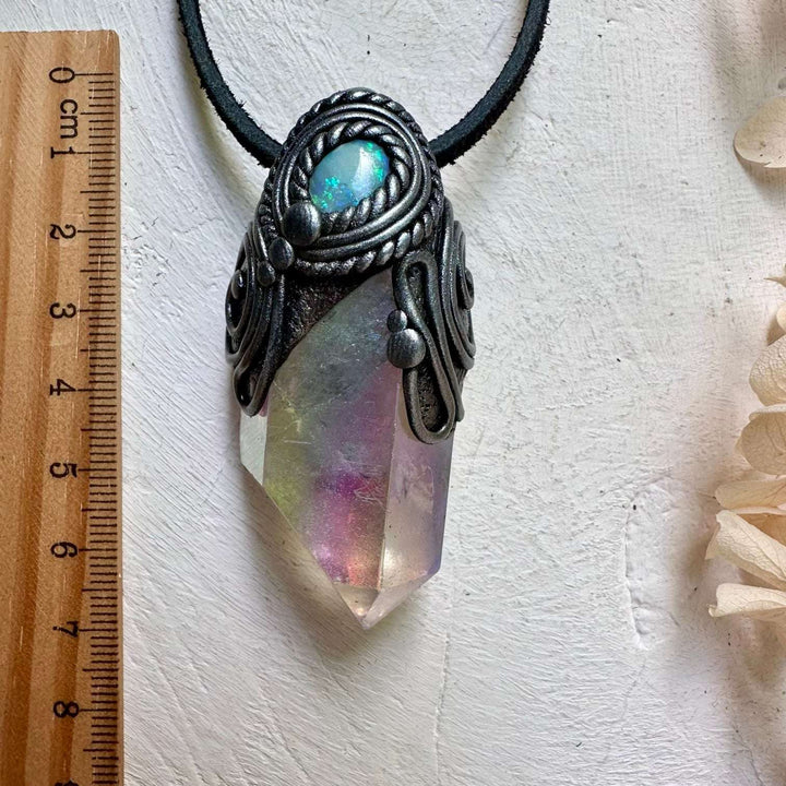 Angel Aura Quartz and Australian Opal Necklace - FairyGardenGlow
