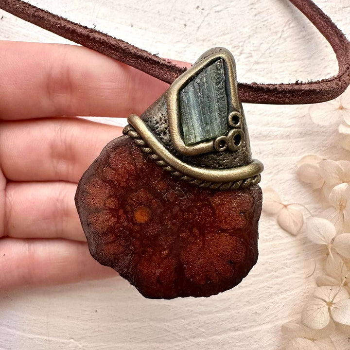 Ayahuasca Necklace, Moldavite Pendant - FairyGardenGlow