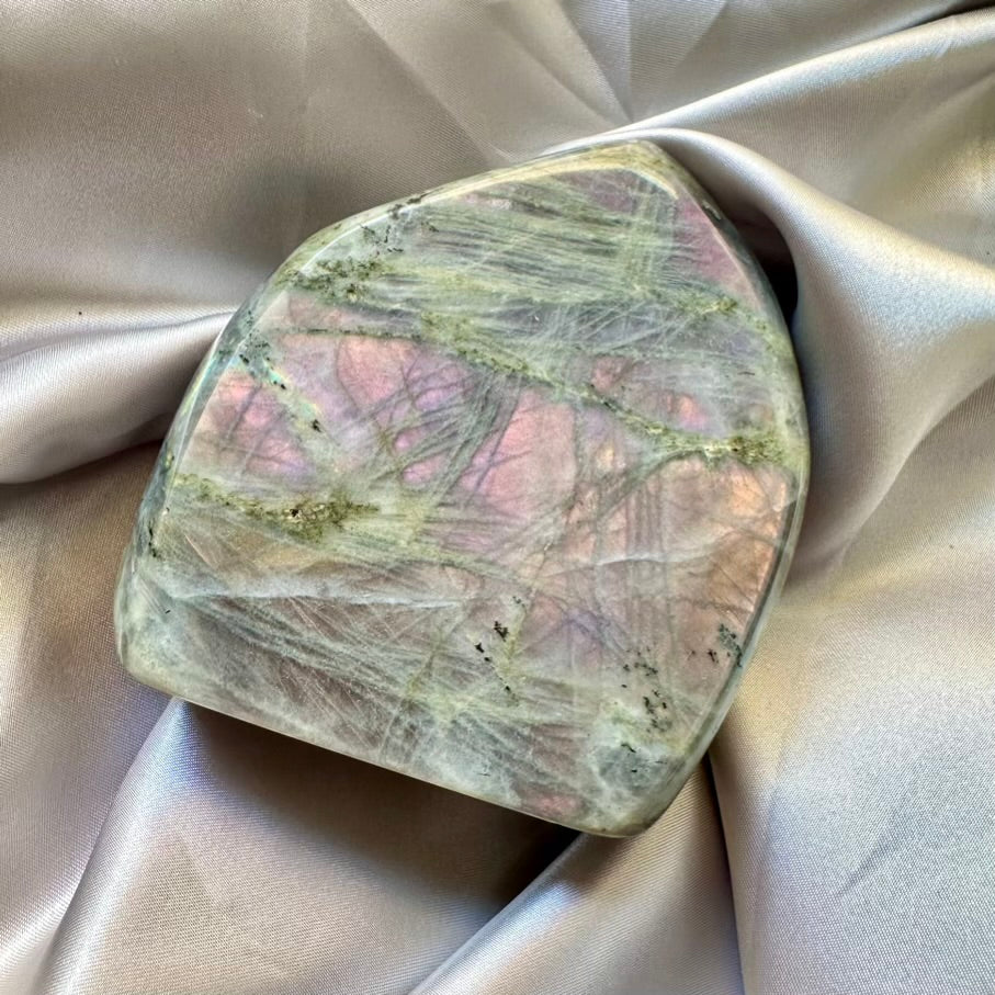 Labradorite Free Form - Pink Orange Flash - Unique - FairyGardenGlow
