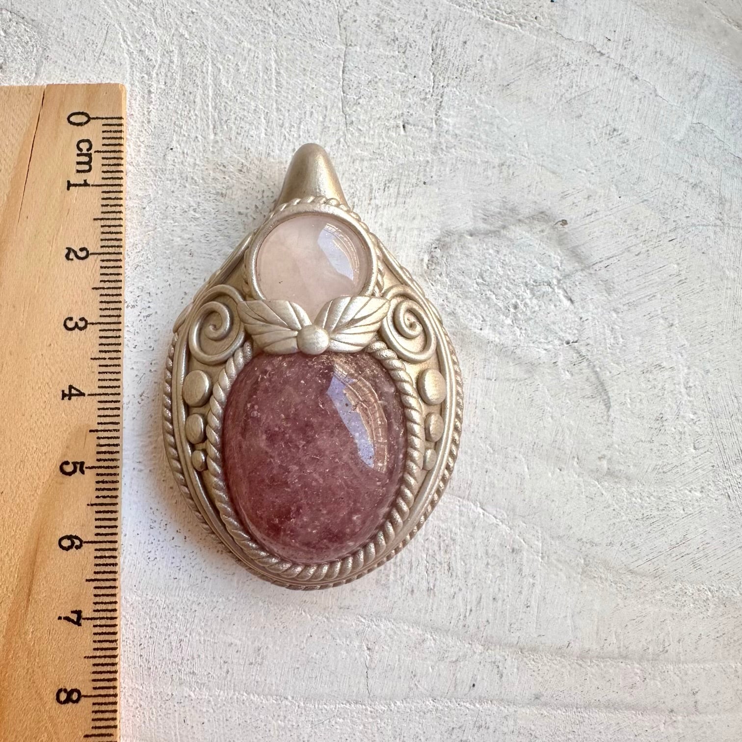 Protection amulet crystal necklace with natural pink healing gemstones