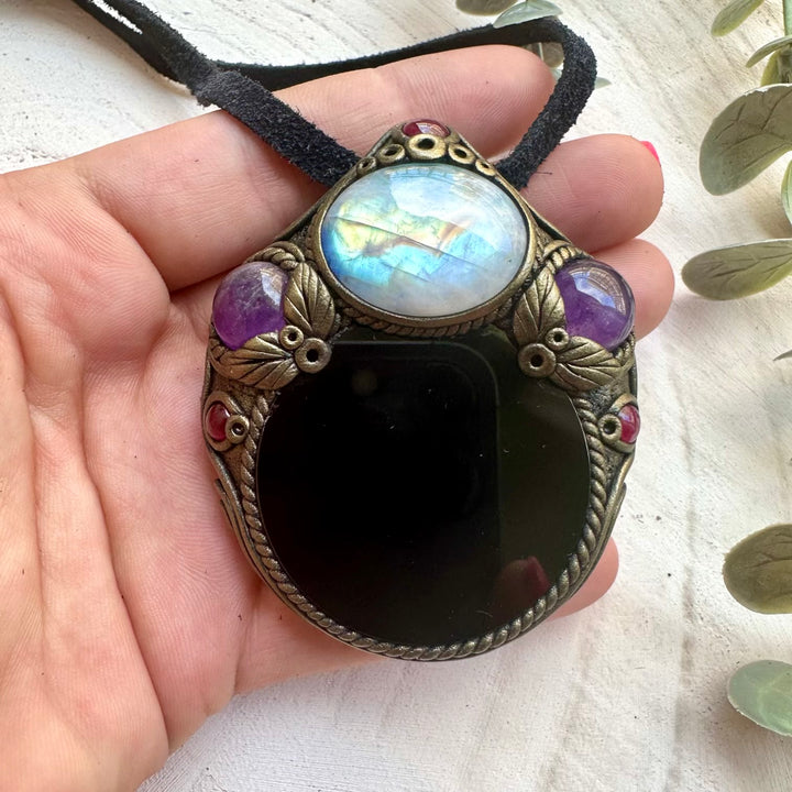 Handmade spiritual necklace for intuition and protection