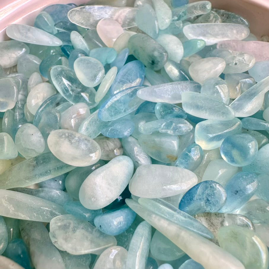 Polished Aquamarine crystal chips for jewelry making