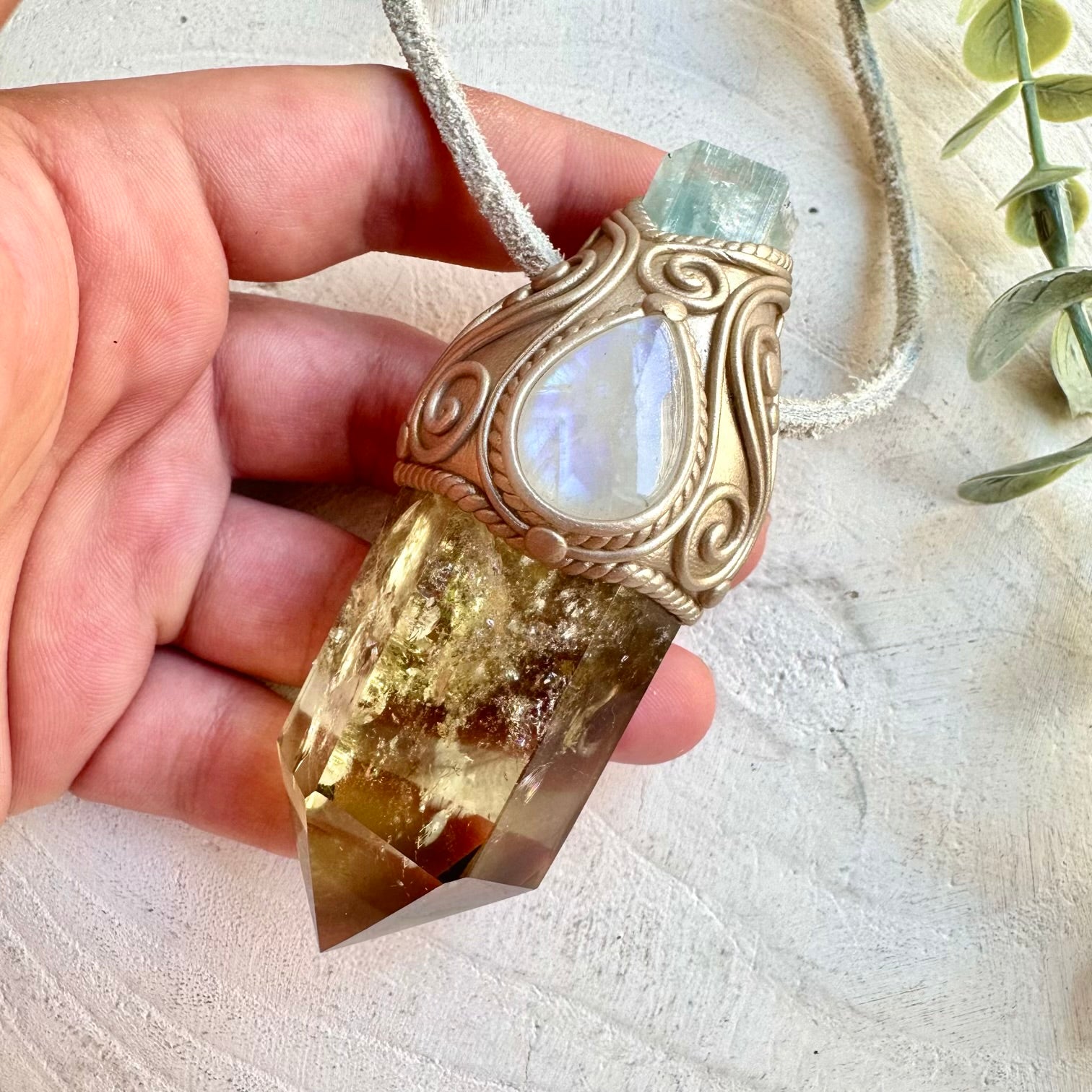 One of a kind crystal wand handmade spiritual energy tool for meditation and spiritual practices
