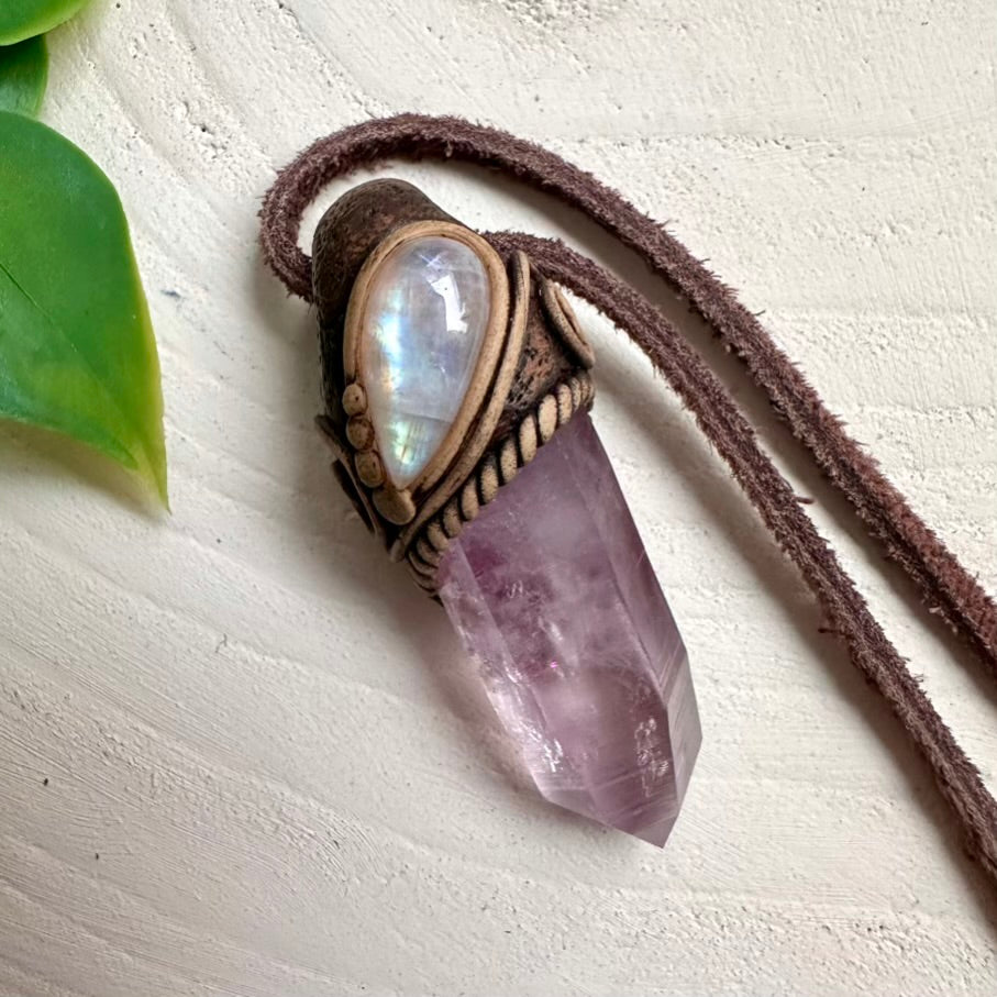Vera Cruz Amethyst and Rainbow Moonstone Necklace