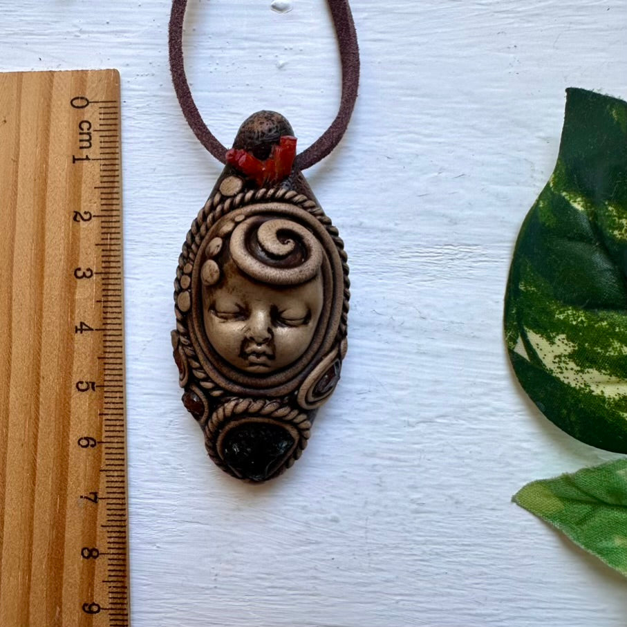 Moldavite Vanadinite and Hessonite Garnet Goddess Necklace - FairyGardenGlow