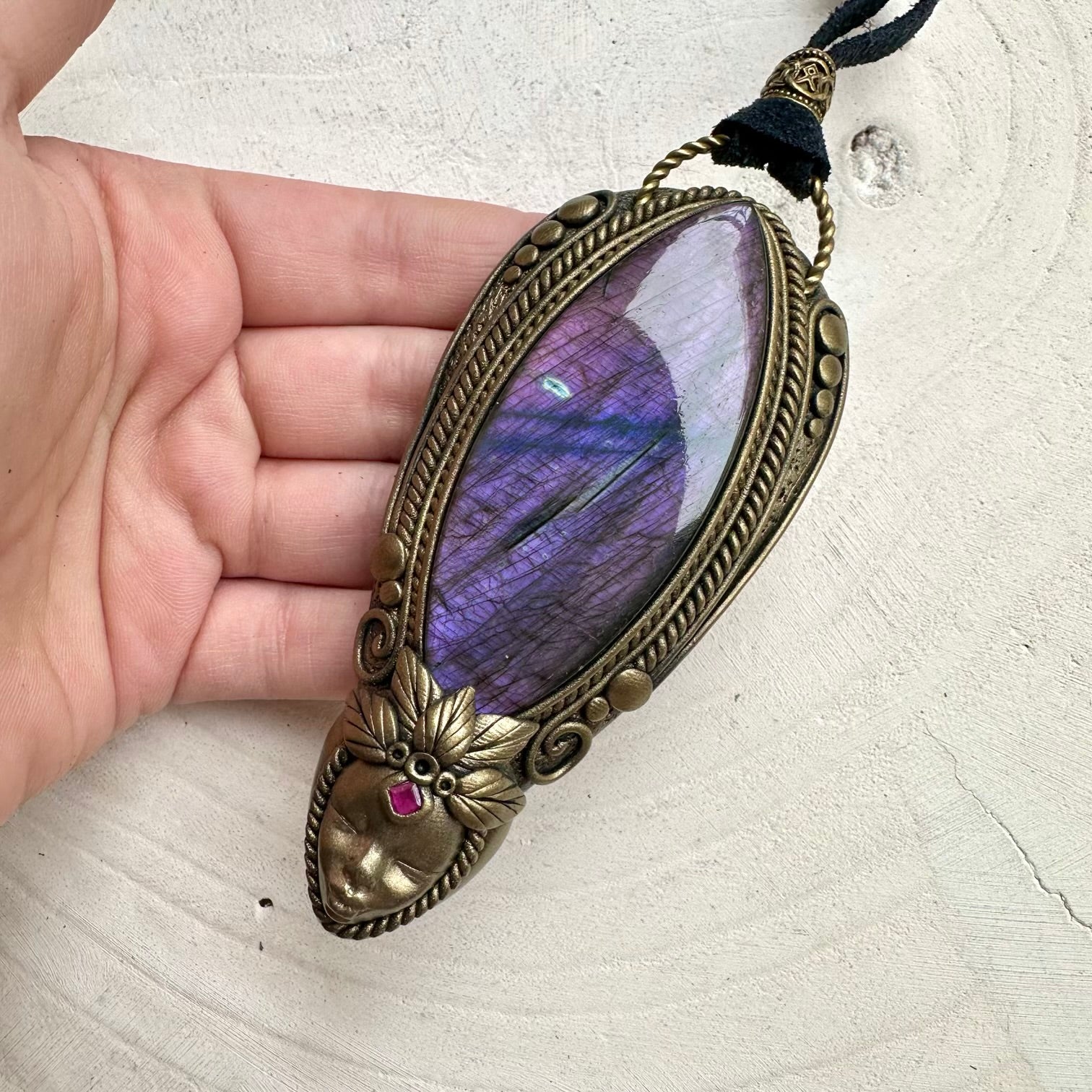 Luxury goddess spiritual jewelry with ruby and labradorite