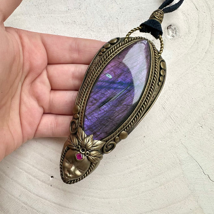 Luxury goddess spiritual jewelry with ruby and labradorite