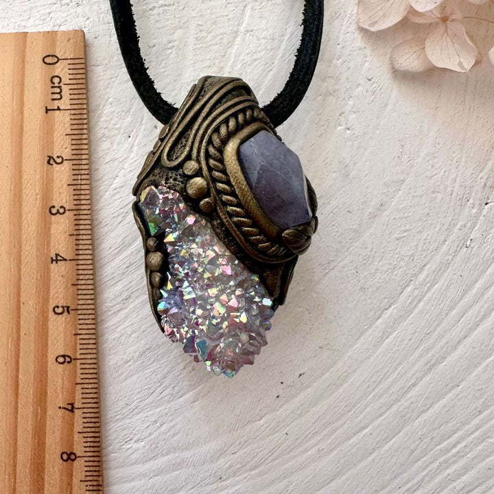 Angel Aura Spirit Quartz and Tanzanite Necklace - FairyGardenGlow