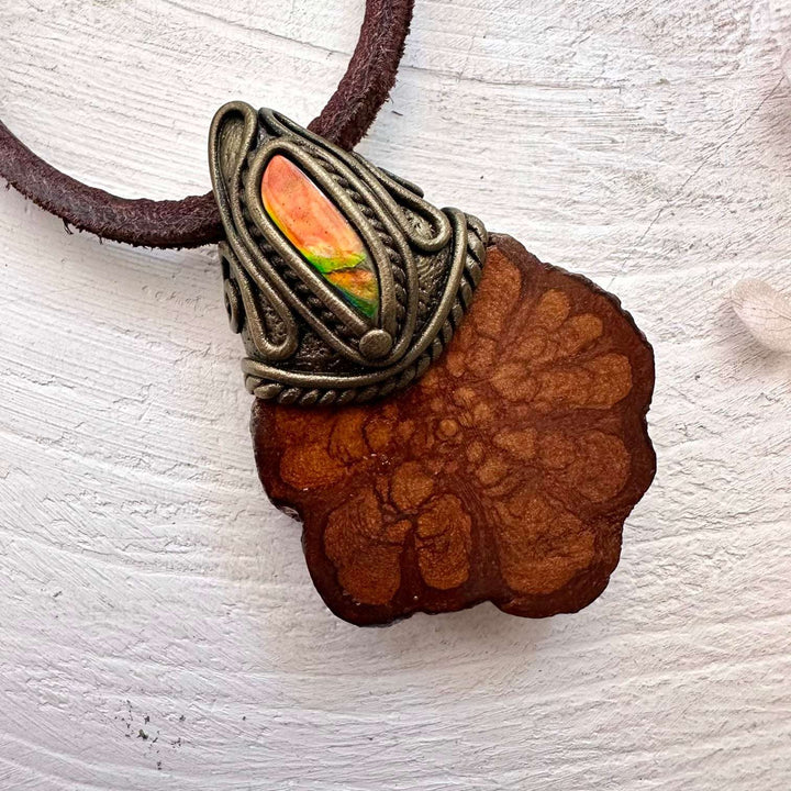 Ayahuasca and Ammolite Necklace - FairyGardenGlow