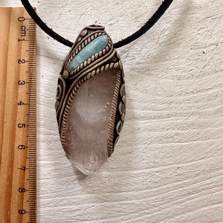 Clear Quartz and Aquamarine Necklace - FairyGardenGlow