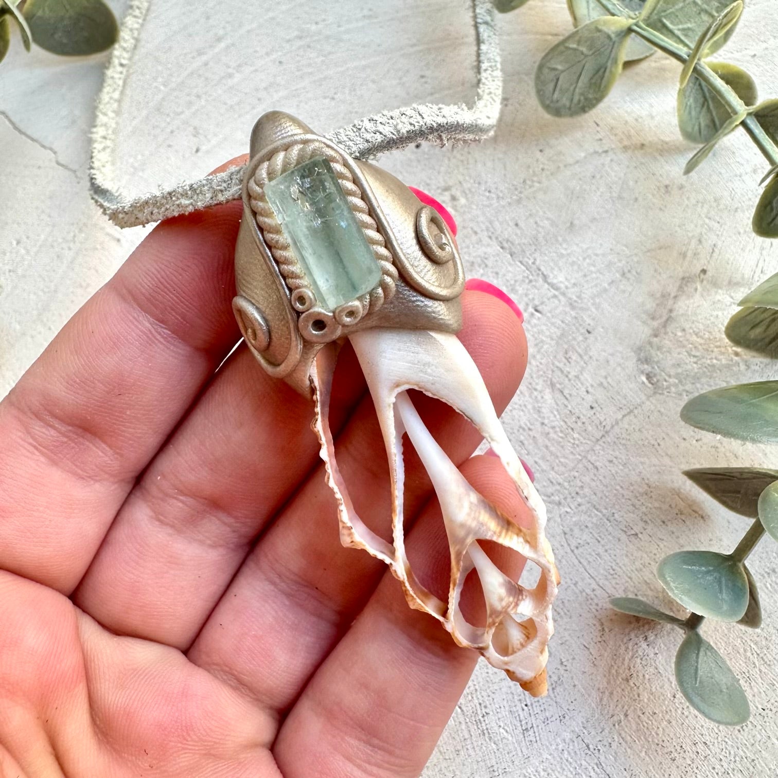 Metaphysical crystal jewelry handmade boho ocean gemstone necklace