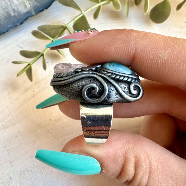 Crystal ring designed for calm feminine energy and love
