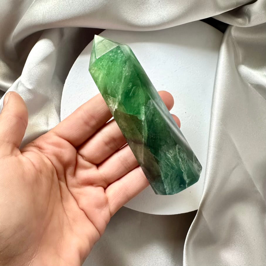 Deep Green Fluorite Tower - Unique - FairyGardenGlow