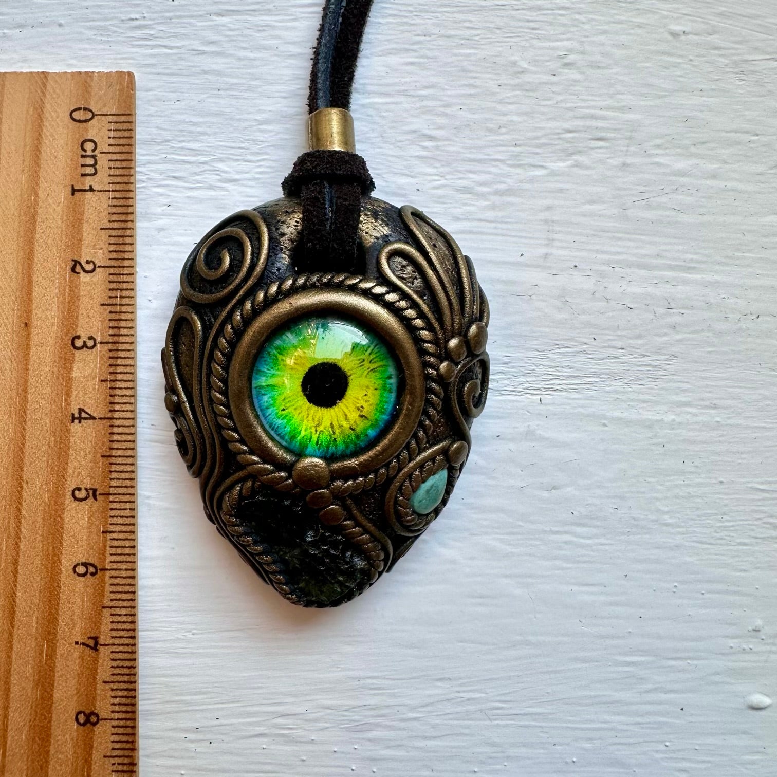 Moldavite and Tibetan Turquoise Eye Necklace - FairyGardenGlow