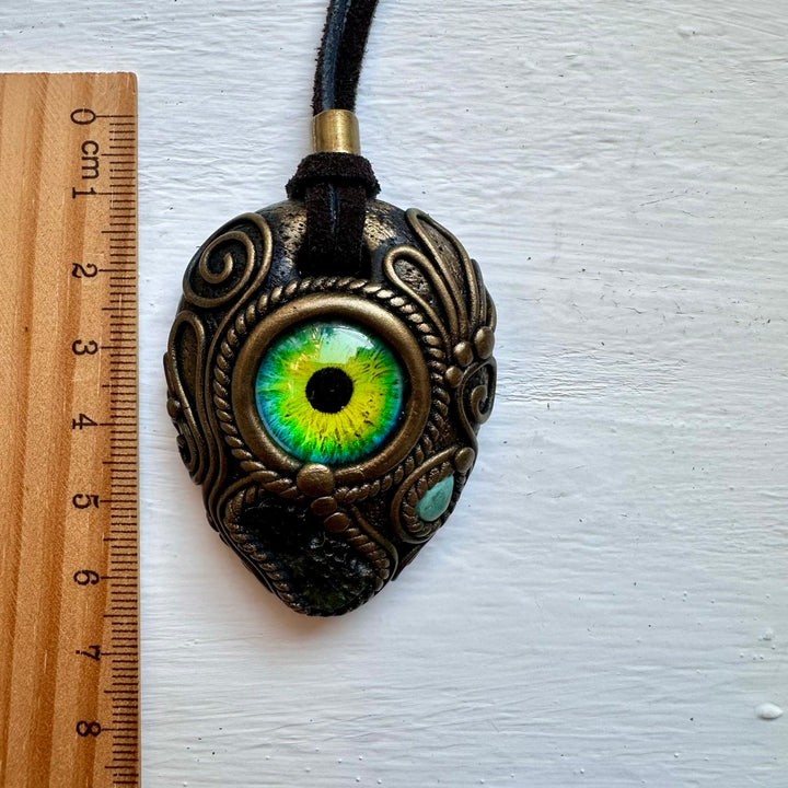 Moldavite and Tibetan Turquoise Eye Necklace - FairyGardenGlow