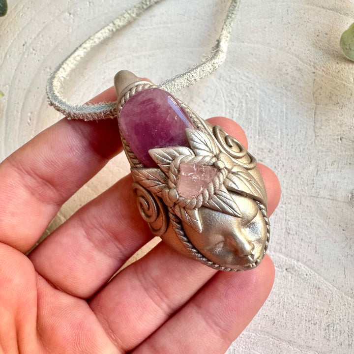 Metaphysical crystal jewelry handmade goddess protection necklace