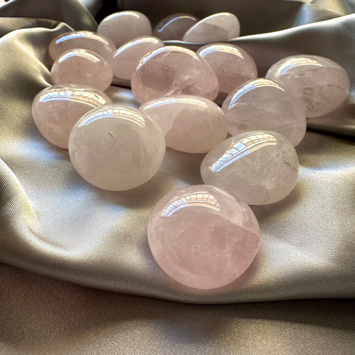 Rose Quartz Polished Stone - 5 pieces set - FairyGardenGlow