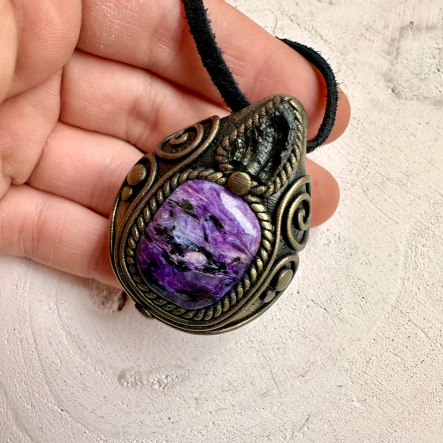 Charoite and Moldavite Necklace