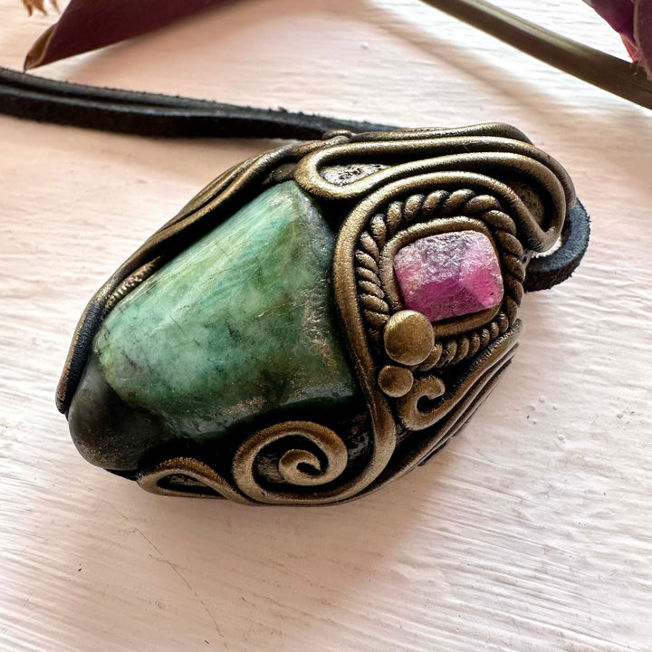 Emerald and Ruby Necklace - FairyGardenGlow