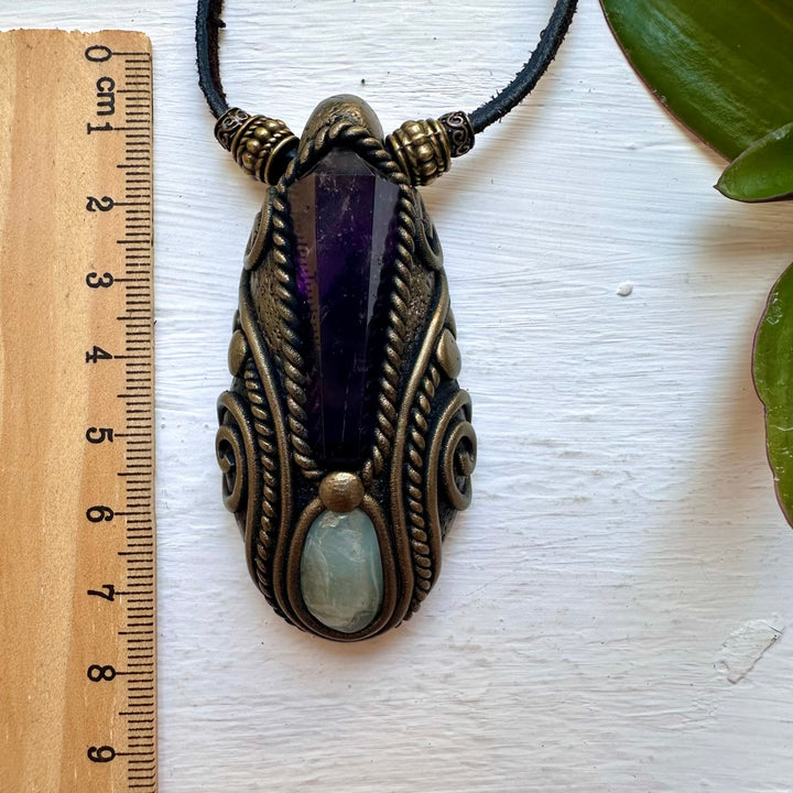 Amethyst and Aquamarine Necklace - FairyGardenGlow