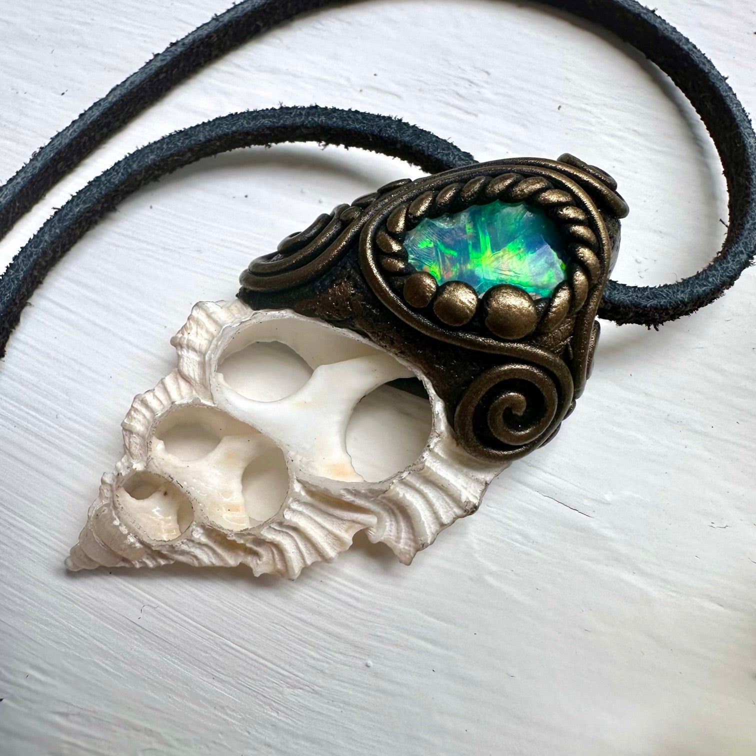 Seashell and Raw Opal Necklace - FairyGardenGlow