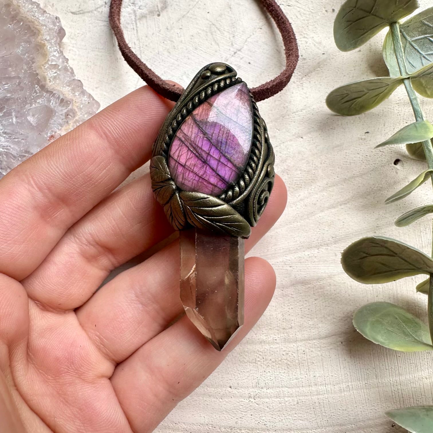 Smoky Quartz and Purple Labradorite Necklace