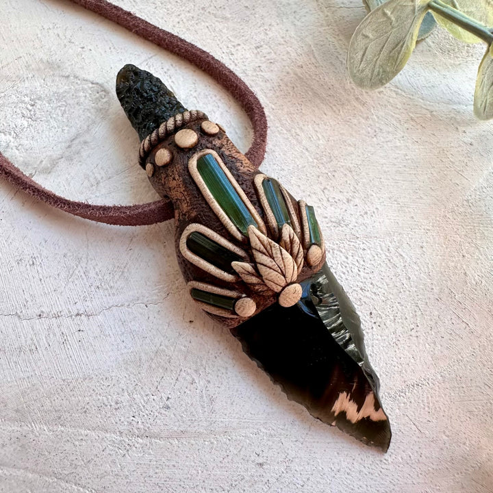Metaphysical jewelry featuring cosmic Black Tektite and Tourmaline